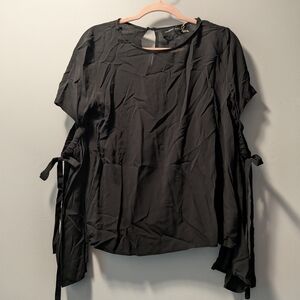 Mustard Seed Black Blouse with Tie Sleeves